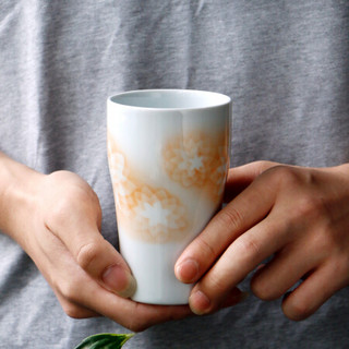 美浓烧杯子陶瓷日式大口容量燕麦片早餐杯子牛奶简约办公家用杯 迷蓝