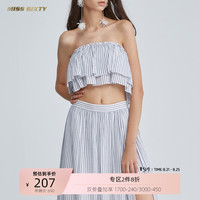 Miss Sixty夏季条纹层次抹胸上衣设计感短款无袖衬衫女 蓝/白T36 M