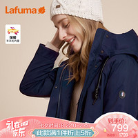 Lafuma乐飞叶 暖绒冲锋衣女 保暖新雪丽棉EP棉服中长款女士连帽加绒潮牌外套 LFJA9CM65 深蓝色N3 160/80A（36）