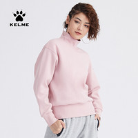 KELME/卡尔美 秋冬韩版半高领廓形上衣女宽松纯色慵懒风卫衣ins潮36932029 粉色 M/160