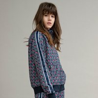 Champion冠军2020新款印花草写小Logo运动休闲夹克女 深蓝色 XS