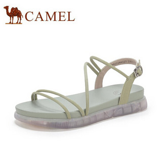 骆驼（CAMEL） 女鞋 夏日仙女风双字带搭扣低跟凉鞋 A022266227 绿色 37