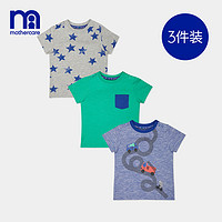 英国mothercare男婴短袖T恤衫新款小男童圆领套头上衣3件装