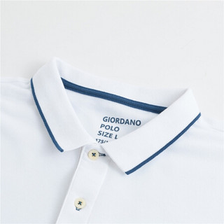 佐丹奴（Giordano） POLO衫 Polo撞色领珠地布修身短袖POLO01019018  08标志白 加加大码(180/108A)