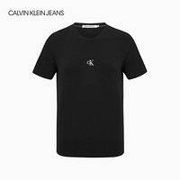 CK JEANS 2020秋冬新款 女装银色LOGO时尚短袖T恤 J215065 BEH-黑色 XS