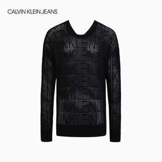 CK JEANS 2020秋冬新款女装 时尚镂空后V领针织衫 J214133 BAE-黑色 XS