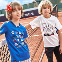 KELME KIDS美男童短袖T恤新款男中童装休闲潮流卡通短袖T恤TX50213002 白色 130cm