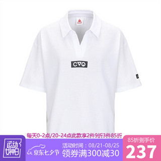 【19新品】乐卡克法国公鸡潮流休闲翻领polo短袖T恤女CY-7171191 白色 M