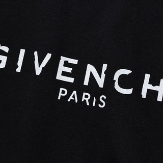 GIVENCHY 纪梵希 男士黑色logo印花图案复古修身圆领短袖T恤 BM70K93002 001 L码