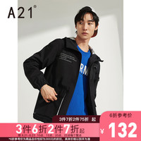 A21秋季2020男装新款 连帽风衣黑色开胸外套炫酷潮版男上衣