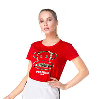 Paul Frank/大嘴猴 20年夏季女式运动T恤短袖圆领薄款休闲T恤女 红色 XL