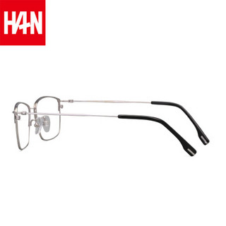 汉（HAN）时尚防蓝光眼镜大框眼镜架女近视可配度数眼镜男 42128 黑银 配1.60非球面防蓝光镜片(200-600度)