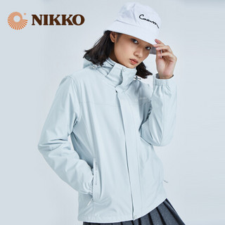 日高（NIKKO）新品三合一冲锋衣女抓绒内胆 防水外套防雨户外登山服百塔上衣 砾石灰 XXL(女)