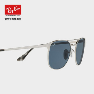 RayBan雷朋太阳眼镜男女款金属全框双梁吸睛复古简约墨镜0RB3429M 003/R5银色镜框灰/蓝镜片 尺寸55