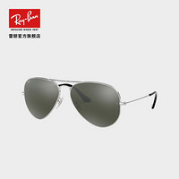 RayBan 雷朋太阳镜飞行员形蛤蟆镜酷炫潮流彩膜反光镜面护目镜0RB3025可定制 W3277银色镜框灰色反光镜片 尺寸55