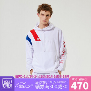 【20新品】乐卡克法国公鸡拼块设计潮流带帽梭织运动外套男 白色 L