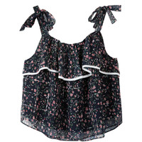 ONEMORE夏吊带短上衣小碎花吊带背心雪纺上衣性A1QD825E15