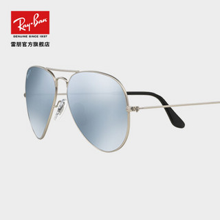 RayBan雷朋太阳镜男女款飞行员形蛤蟆镜前卫偏光彩膜反光开车0RB3025可定制 019/W3银色镜框偏光银色反光镜片 尺寸58【定制单拍不发，镜片需另拍】