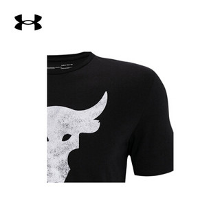 安德玛官方UA Project Rock强森男子运动短袖T恤Under Armour1357186 黑色001 L