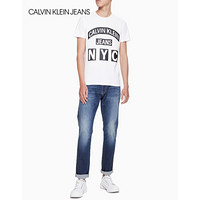 CK JEANS   春夏  男士Logo印花潮流圆领短袖T恤 J312208 112-白色 XL