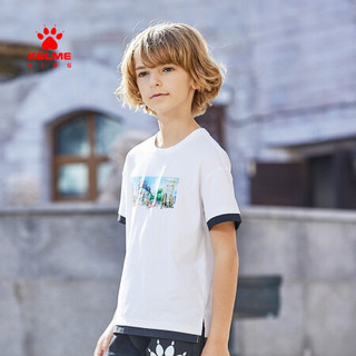KELME（kids）男童短袖T恤2020春新款中大儿童拼色休闲体恤韩版TX50233002 白色 140cm