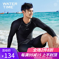 WATERTIME/蛙咚 潜水服男长袖防晒游泳衣上衣防水母服速干漂流浮潜专业冲浪服 黑色长袖 M