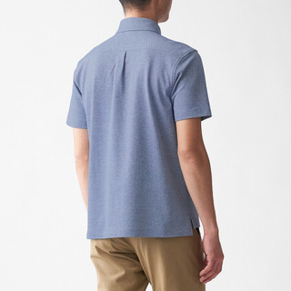 無印良品 MUJI 無印良品  男式 凉爽珠地网眼 纽扣领POLO衫 海军蓝 S