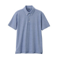 無印良品 MUJI 無印良品 男式 凉爽珠地网眼 纽扣领POLO衫 海军蓝 S
