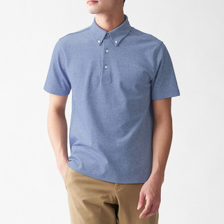 無印良品 MUJI 無印良品  男式 凉爽珠地网眼 纽扣领POLO衫 海军蓝 S