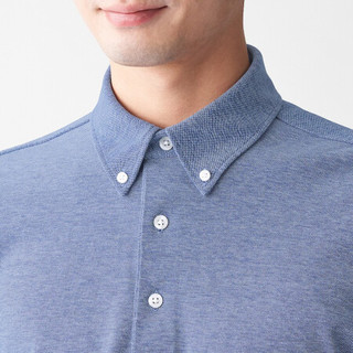 無印良品 MUJI 無印良品  男式 凉爽珠地网眼 纽扣领POLO衫 海军蓝 S