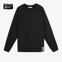 Onitsuka Tiger鬼塚虎圆领针织卫衣长袖T恤男女时尚百搭2183A539-002 黑色 XL