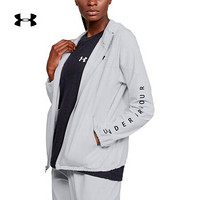 安德玛官方UA Woven女子运动拉链连帽外套Under Armour1351794 灰色014 XXL