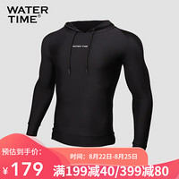 WATERTIME/蛙咚 潜水服男长袖带帽保暖防寒速干防晒游泳衣上衣水母衣冲浪服 黑色上衣 M