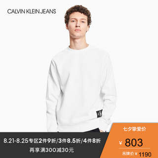 CK JEANS 2020春夏款 男装简约圆领长袖针织衫 J314866 YAF-白色 XL