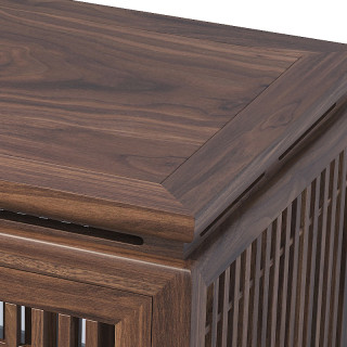 新中式茶水柜实木简约榆木茶水柜桶装水柜家用禅意烧水柜胡桃木色