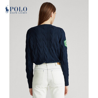 Ralph Lauren/拉夫劳伦女装 2020年春季补片绞花编结毛衫21309 400-蓝色 XXS