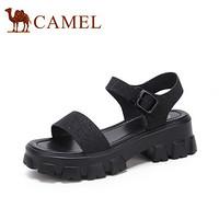 骆驼（CAMEL） 女鞋 时装闪闪舒适厚底扣带凉鞋 A021536176 黑色 39