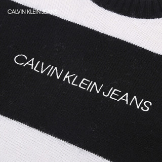 Calvin Klein CK JEANS 2020秋冬新款 女装撞色刺绣LOGO针织连衣裙 J214931 YAF-白色 L