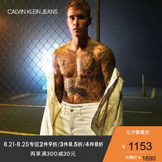 【BIEBER同款】CK JEANS 2020春夏款男装 时髦楔形版牛仔裤CKJ055J315927 1CD-白色 34