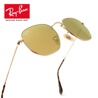 RayBan 雷朋太阳眼镜男女款方形彩膜反光镜面0RB3548N 可定制 001/93金色镜框黄色反光镜片 尺寸54
