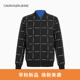CK JEANS 2020秋冬款男装 两面穿时尚LOGO单夹克J315623 BAE-黑色/蓝色 L