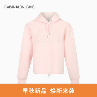 CK JEANS 2020秋冬新款 女装点阵LOGO连帽抽绳卫衣 J214488 TA1-粉色 M