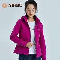 日高（NIKKO）新款女式冲锋衣春秋软壳衣 户外女装防水外套潮牌薄款单层登山服 紫色 XL女