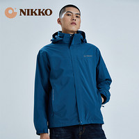 日高（NIKKO）新品冲锋衣男三合一防风衣抓绒 防水外套防雨户外登山服秋冬上衣 孔雀蓝 XXL