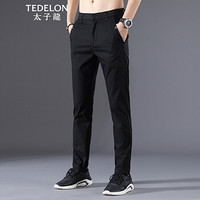太子龙(TEDELON) 休闲裤男士薄款弹力透气潮流修身青年商务小脚长裤子T02316黑色38