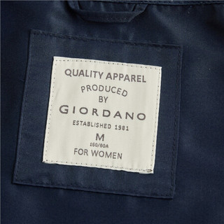 佐丹奴（Giordano） 短外套 宽松短款防风外套春季2020潮女轻薄连帽风衣05370725  66标志海军蓝 加大码