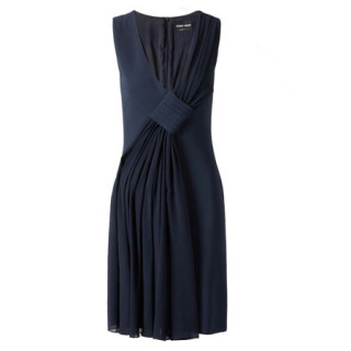 奢侈品 阿玛尼(armani)女装连衣裙深v领大号纹理带袢背心式羊毛连衣裙