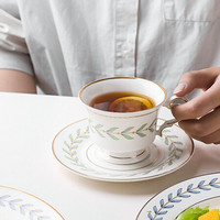 川岛屋枼子北欧ins金边陶瓷盘子创意家用西餐盘牛排盘早餐点心甜品盘水果盘 咖啡杯碟(蓝色)