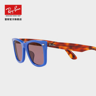 RayBan雷朋太阳镜徒步旅行者男款偏光开车司机镜0RB2140F可定制 1241W0蓝色镜框紫罗兰色偏光镜片 【定制单拍不发，镜片需另拍】尺寸52