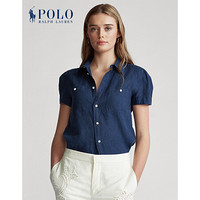 Ralph Lauren/拉夫劳伦女装 2020年夏季亚麻布短袖衬衫21519 410-海军蓝 8